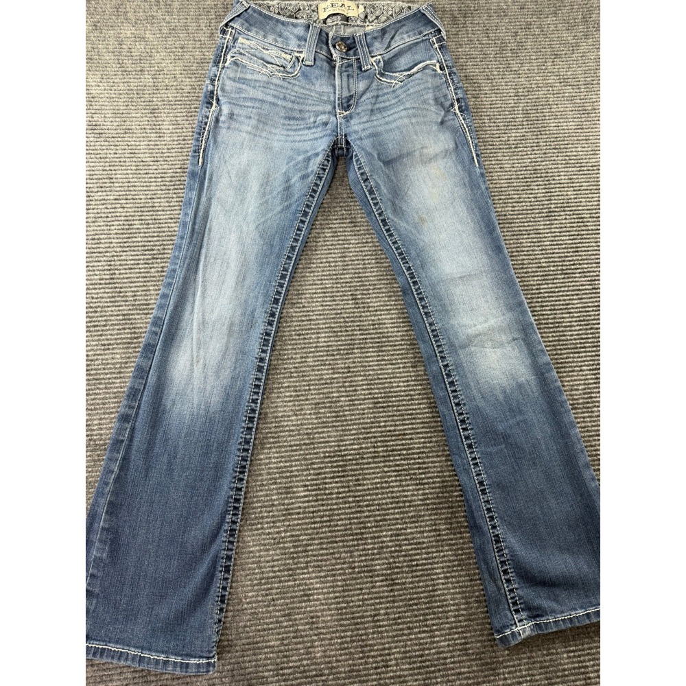 Ariat REAL Bootcut Jeans Womens 27 S Medium Wash Mid Rise Embroidered Pockets